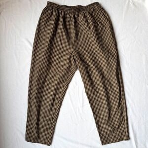 Vintage Plaid Pull-On Pants Size 20 Brown Tan Black High Waisted Ankle Academia